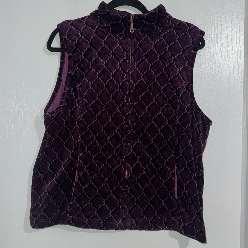 #1281F Women’s Vest CHARTER CLUB size XL purple velour jacket - Picture 1 of 8